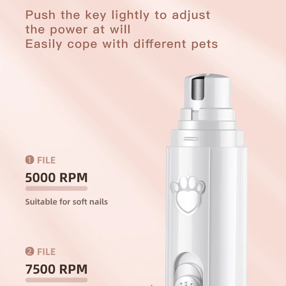 USB Electric Pet Nail Grinder with LED – Cat & Dog Nail Trimmer