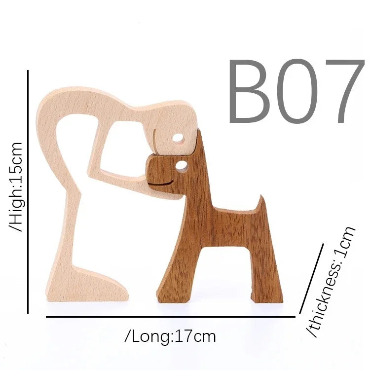 Family Puppy Wood Dog Figurine – Valentine’s & Christmas Gift Decor