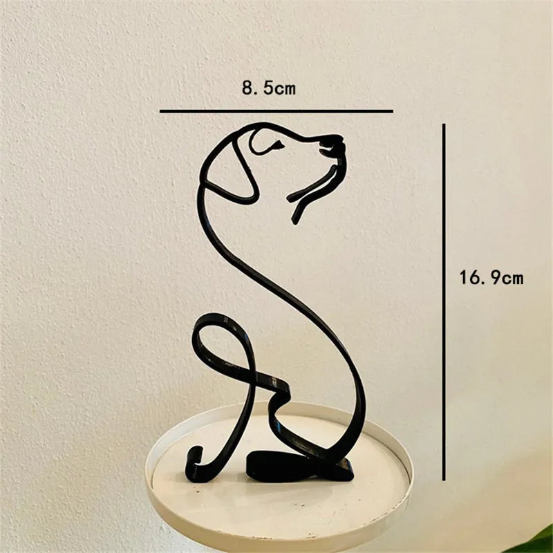 Metal Dog Sculpture – Minimalist Iron Figurine for Home & Office Decor