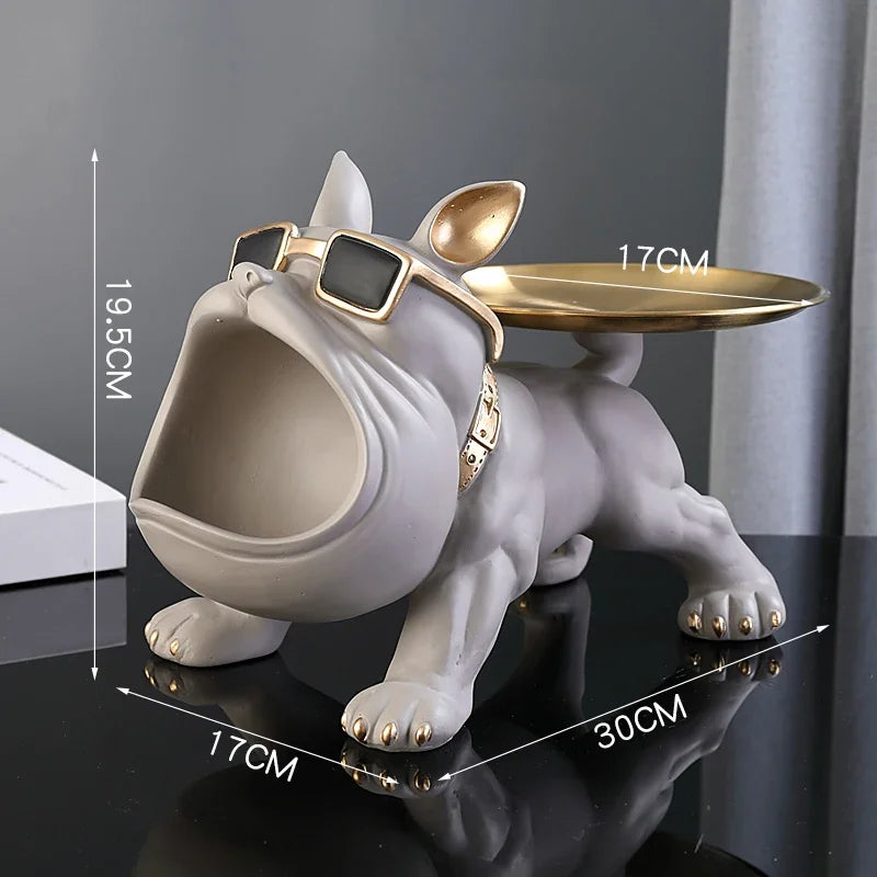 30cm Bulldog Figurine Storage Box – Resin Dog Sculpture for Home Decor