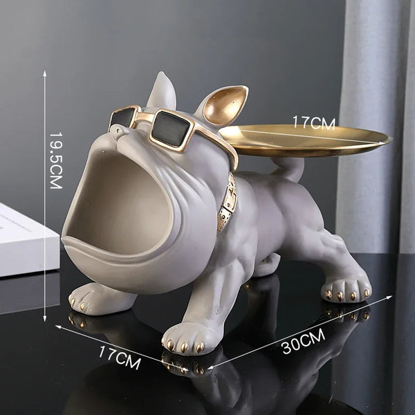 30cm Bulldog Figurine Storage Box – Resin Dog Sculpture for Home Decor