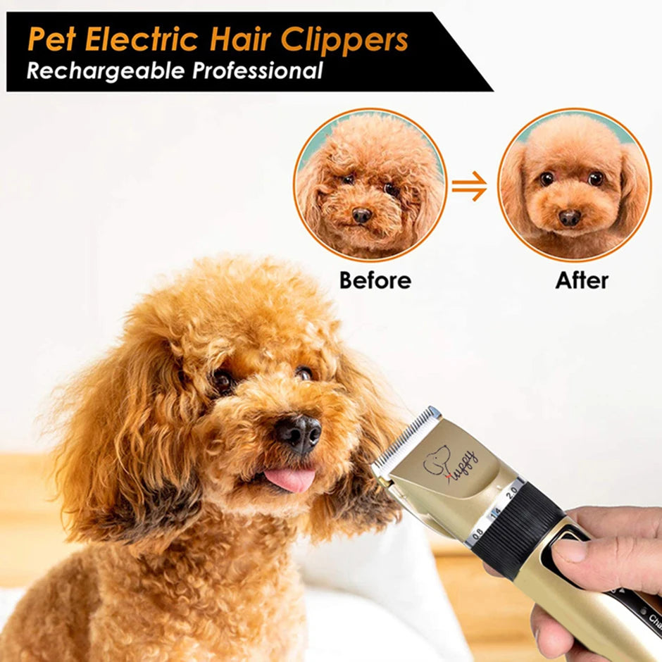 Professional Pet Hair Clipper – All-Metal Rechargeable Dog & Cat Grooming Trimmer