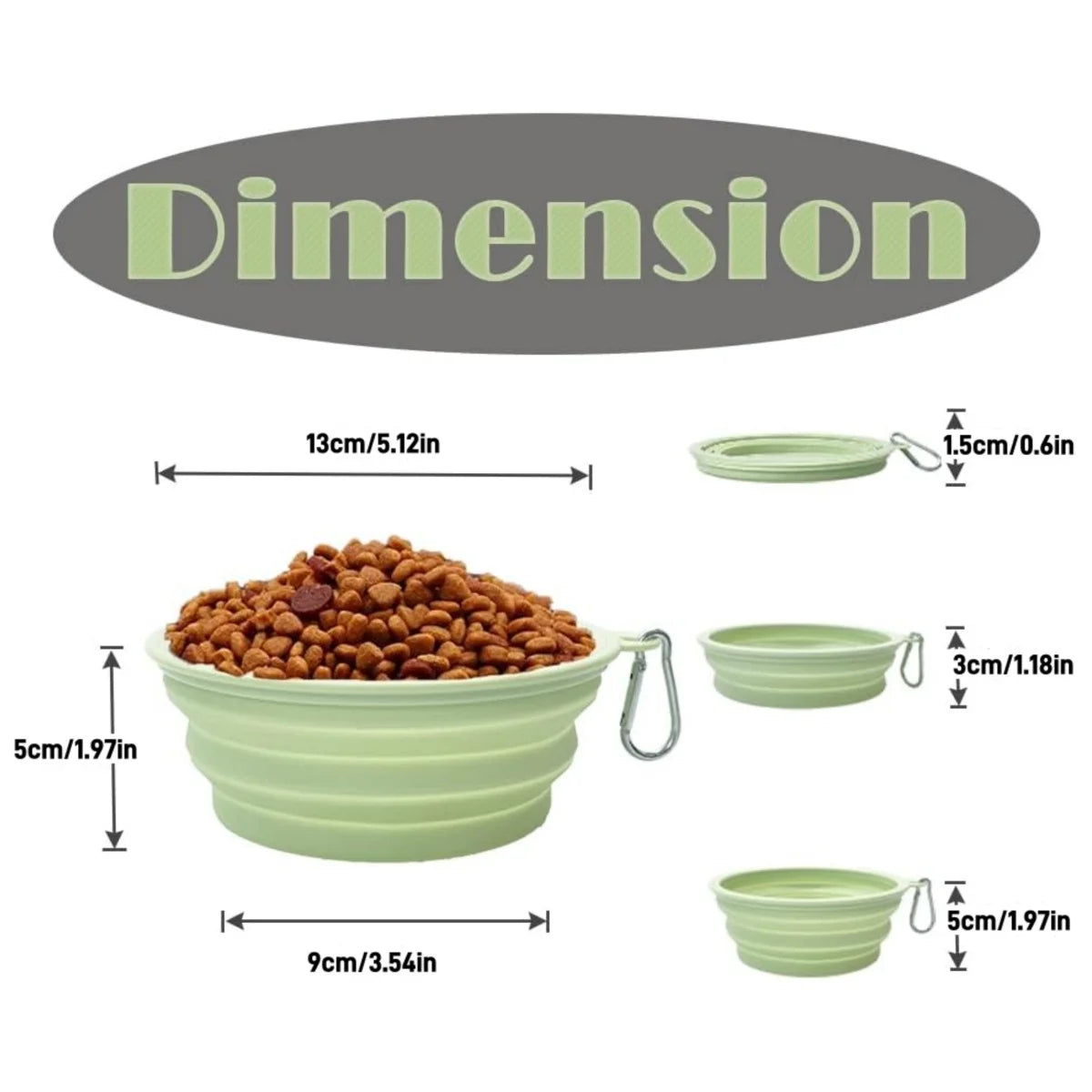 2pcs Collapsible Silicone Pet Bowls with Carabiner – Portable Dog Food & Water Bowls