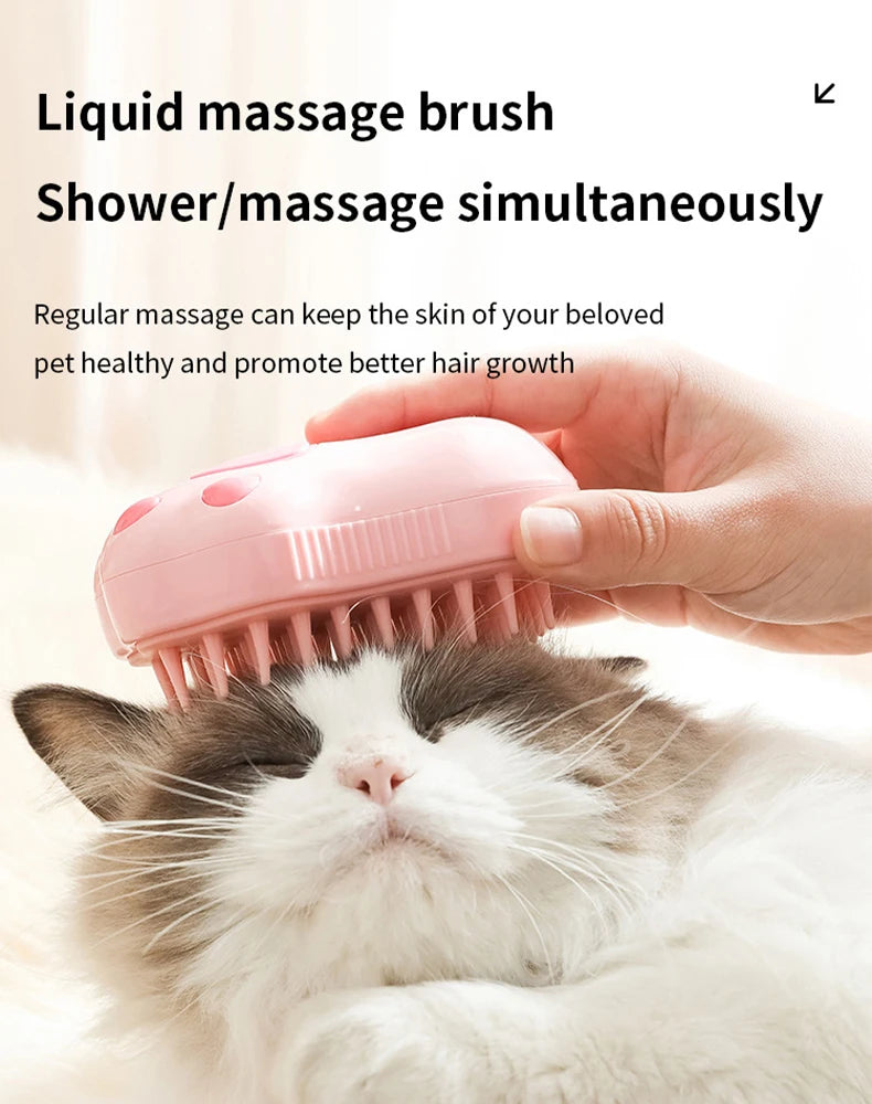 3-in-1 Electric Pet Steam Brush – Grooming, Massage & Hair Removal for Cats & Dogs