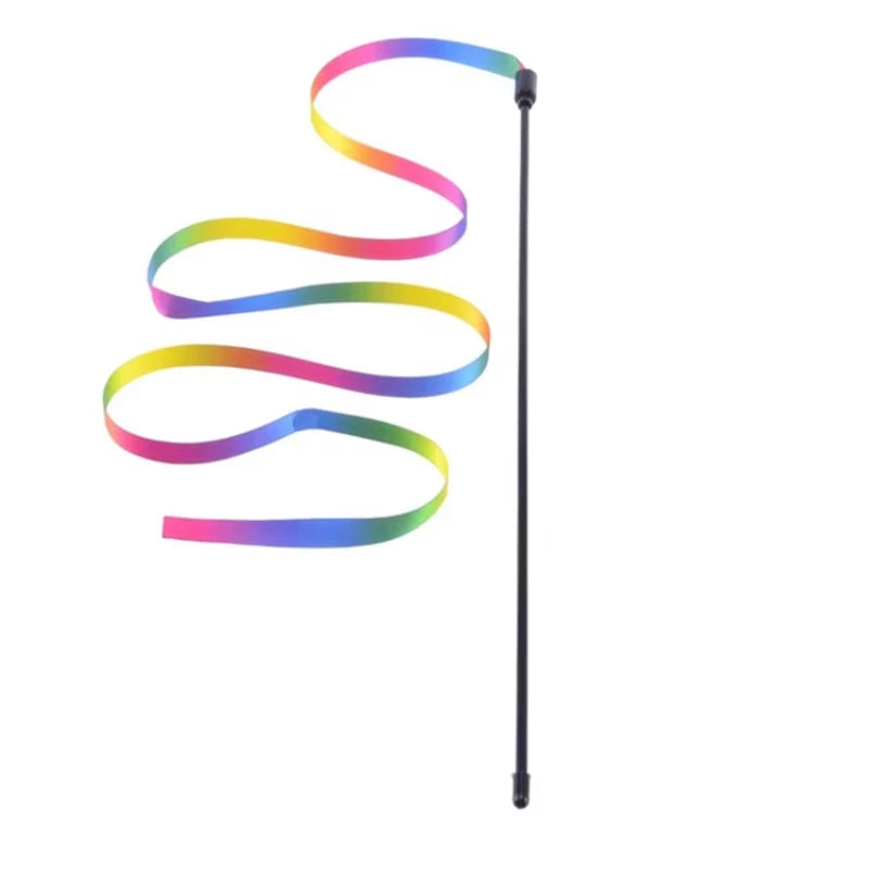 Rainbow Cat Teaser Wand – Interactive Toy for Kittens & Cats
