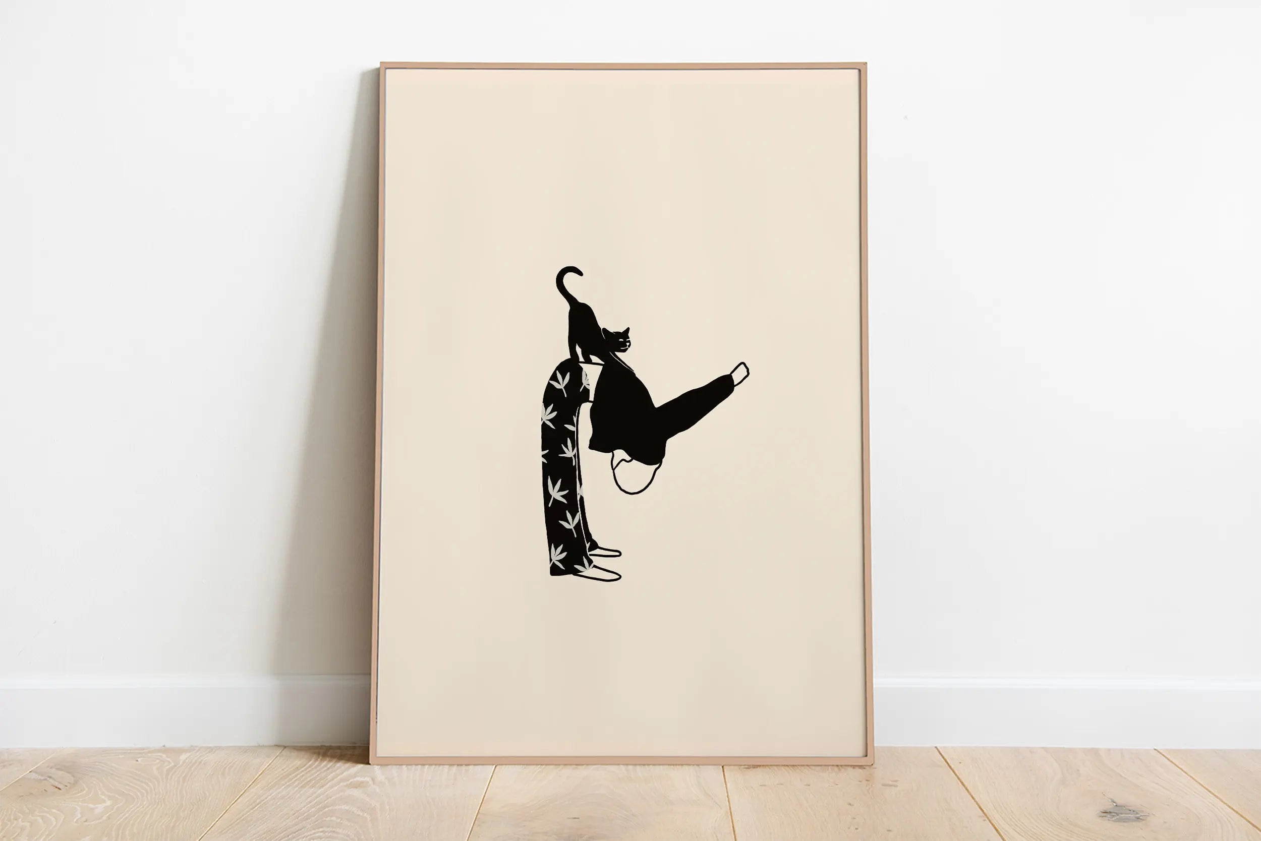 Minimalist Sleepy Kitties Wall Art – Cute Cat Illustration Canvas