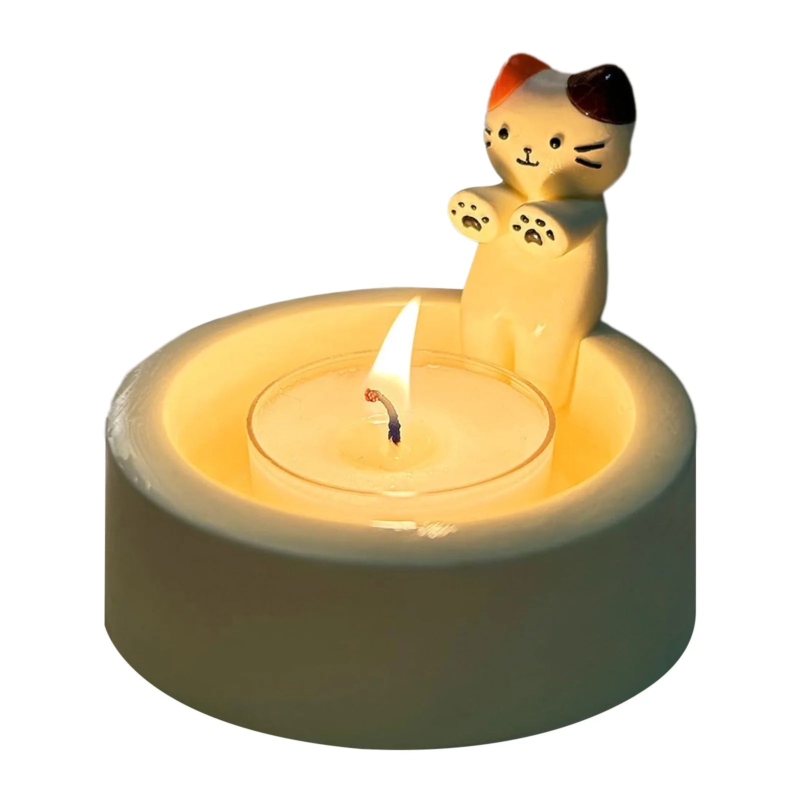 Cute Kitten Candle Holder – Cartoon Cat Aromatherapy Candlestick