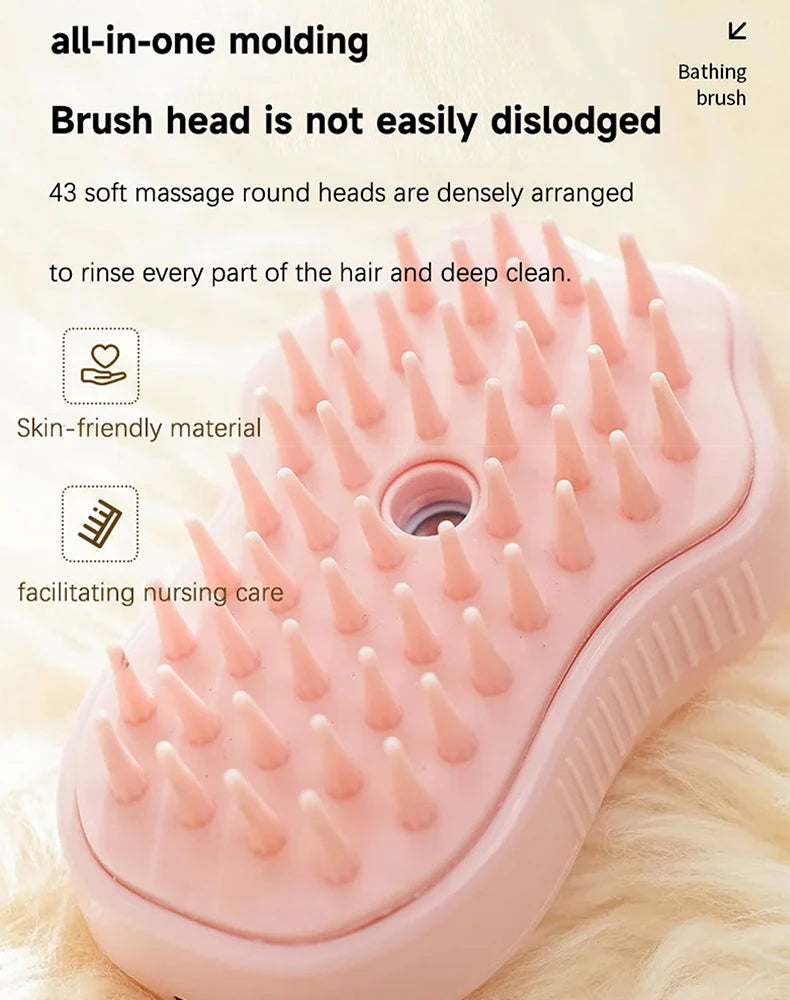 3-in-1 Electric Pet Steam Brush – Grooming, Massage & Hair Removal for Cats & Dogs