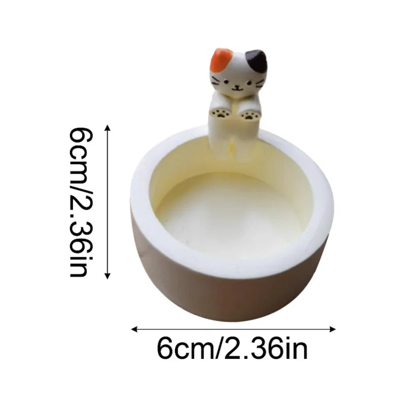 Cute Kitten Candle Holder – Cartoon Cat Aromatherapy Candlestick
