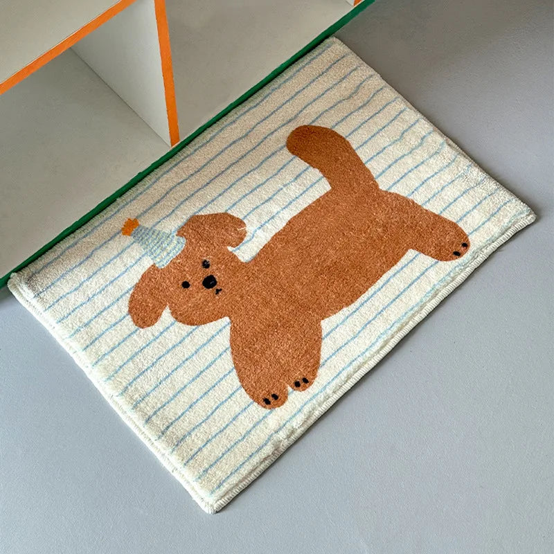 VIKAMA Korean Style Dog Print Non-Slip Absorbent Floor Mat