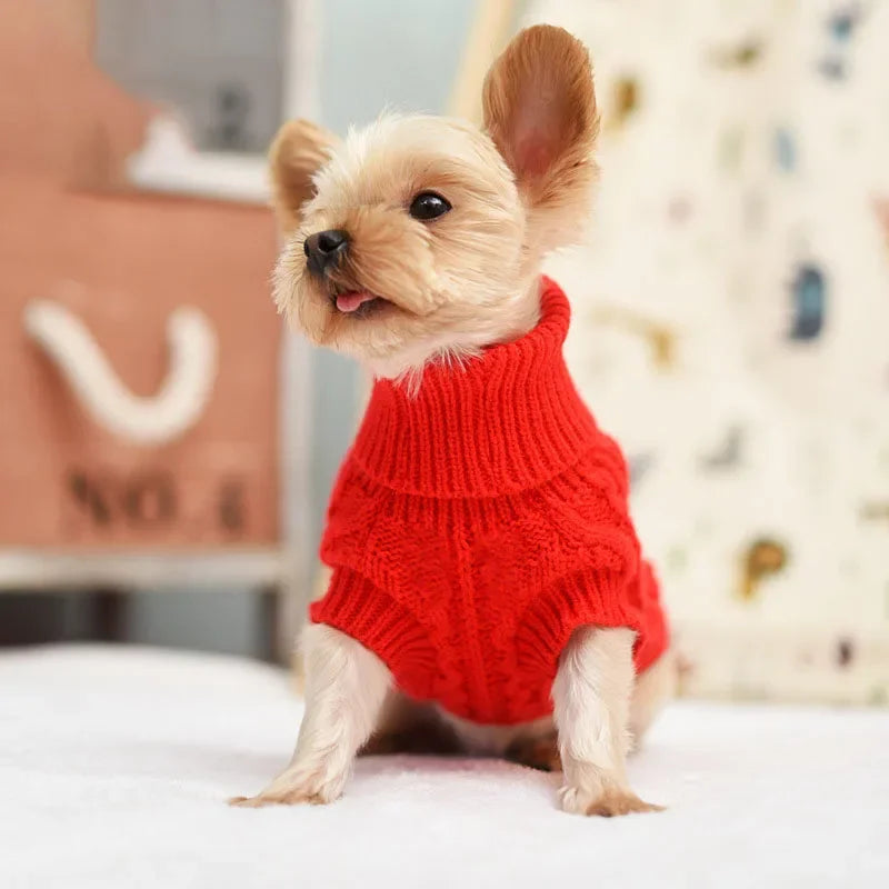 Knitted Dog Sweater – Warm Winter Pet Clothes for Small & Medium Dogs