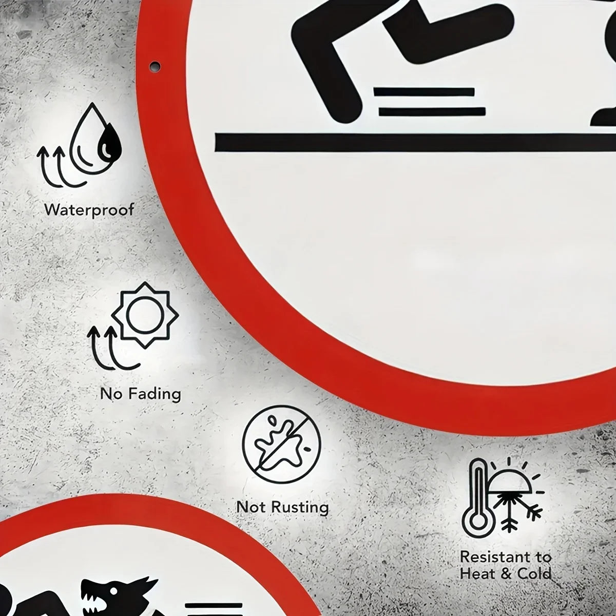 Round Dog Warning Sign – Waterproof & Durable Wall Decor