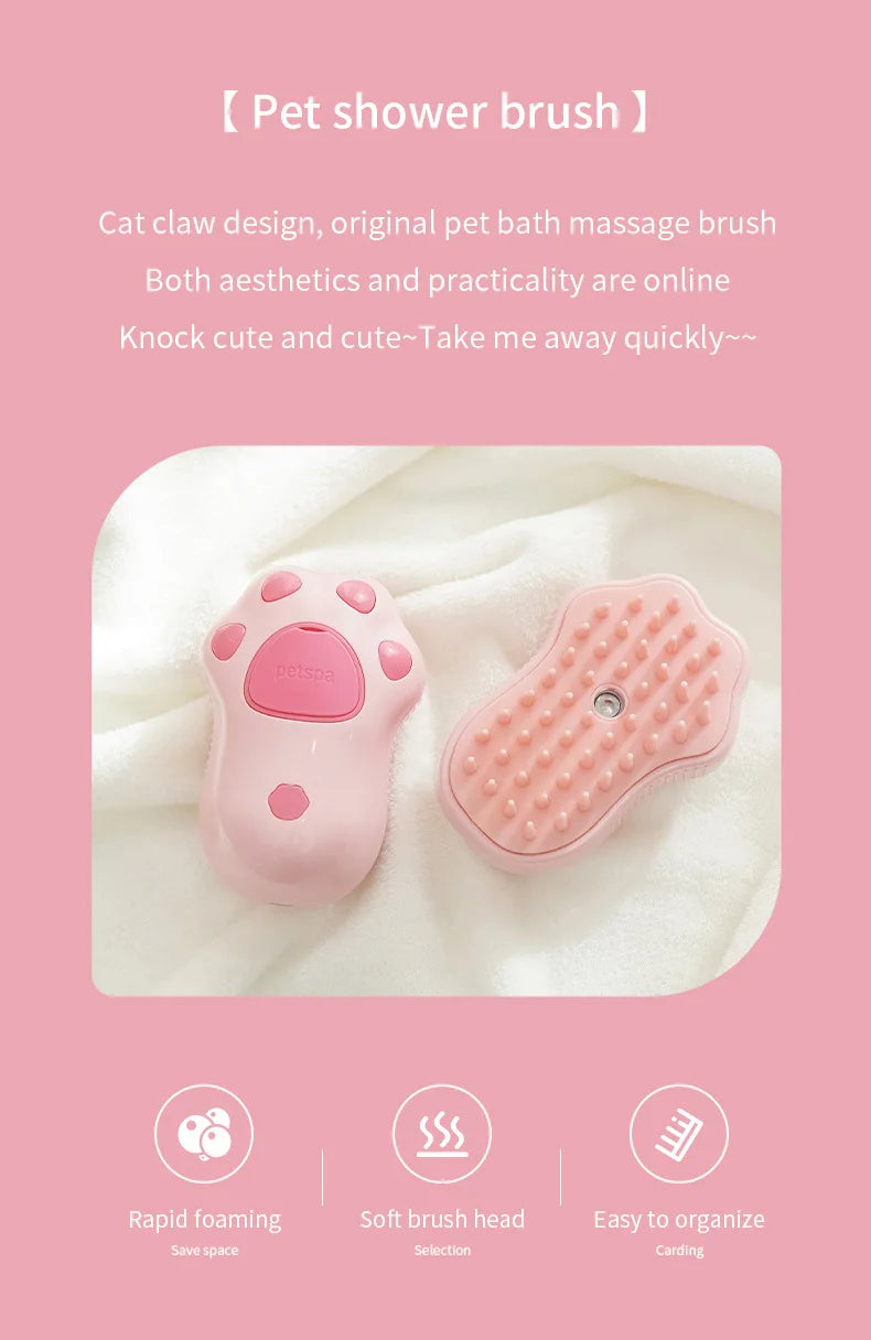 3-in-1 Electric Pet Steam Brush – Grooming, Massage & Hair Removal for Cats & Dogs