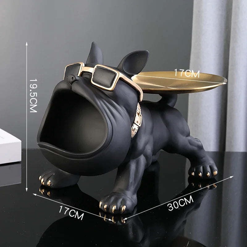 30cm Bulldog Figurine Storage Box – Resin Dog Sculpture for Home Decor