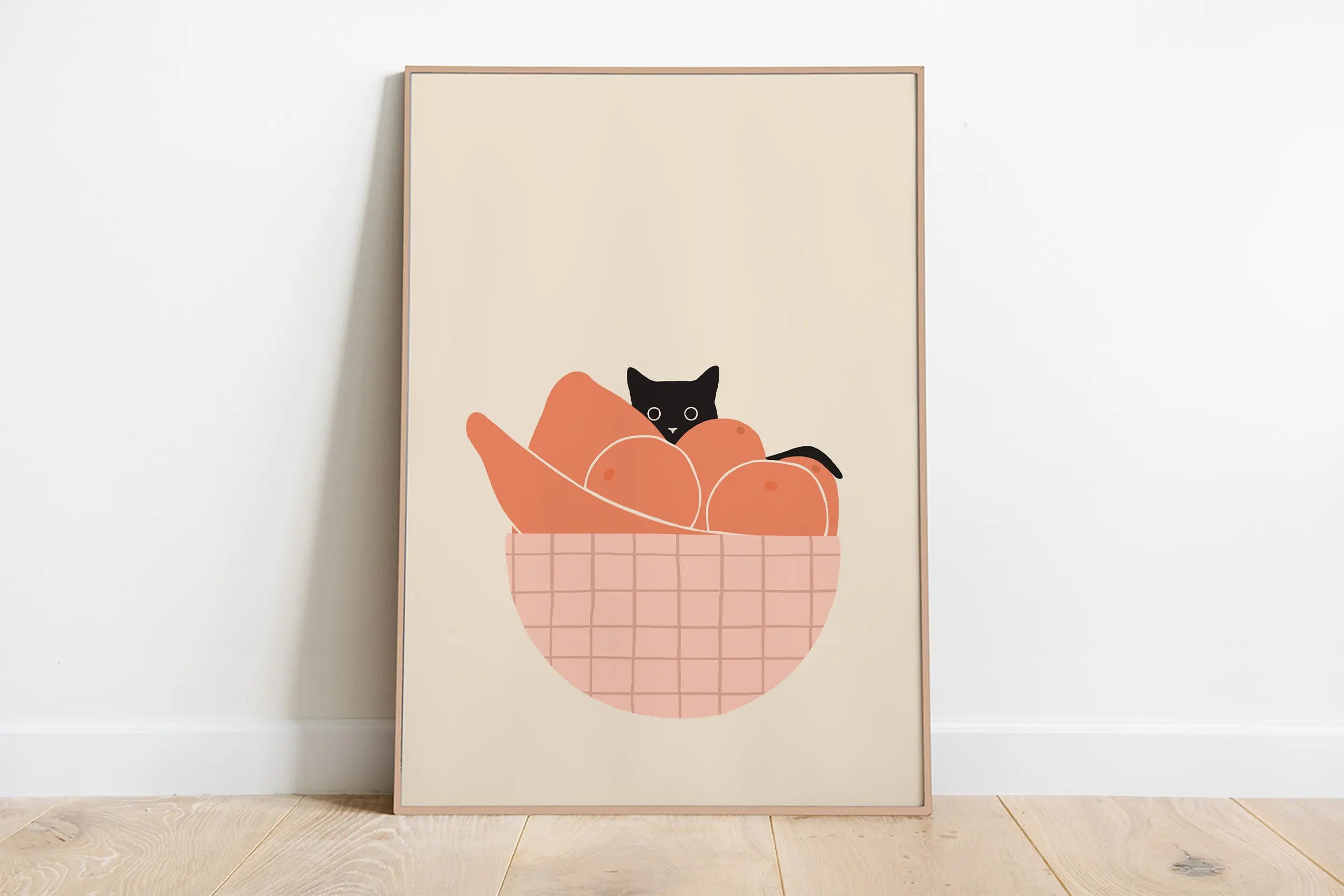 Minimalist Sleepy Kitties Wall Art – Cute Cat Illustration Canvas