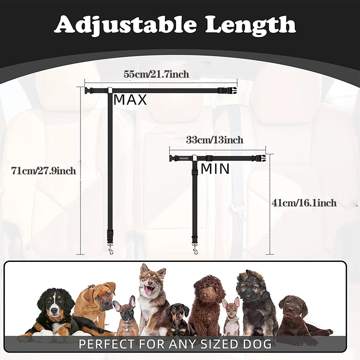 Adjustable Pet Car Seat Belt – Headrest Restraint for Dogs & Cats
