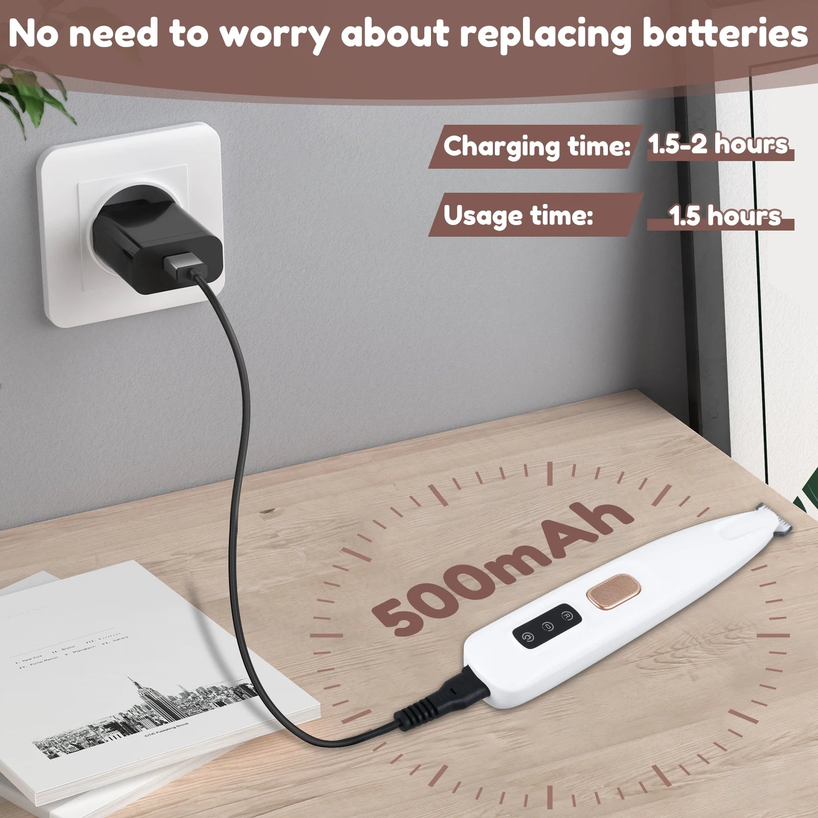 Rechargeable Pet Paw Trimmer – Waterproof Dog Hair Clipper with LED Display