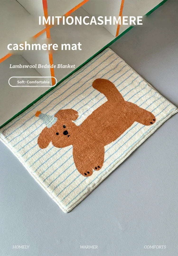 VIKAMA Korean Style Dog Print Non-Slip Absorbent Floor Mat