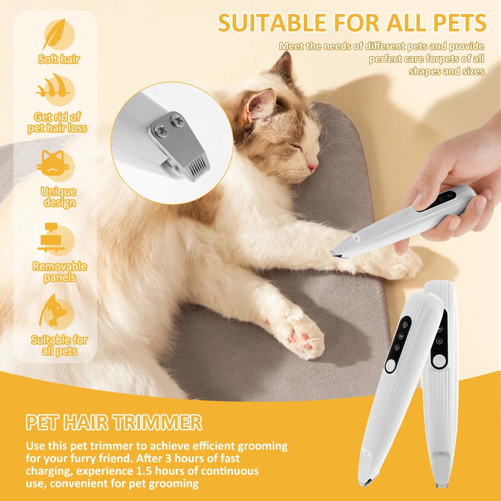 Rechargeable Pet Paw Trimmer – Waterproof Dog Hair Clipper with LED Display