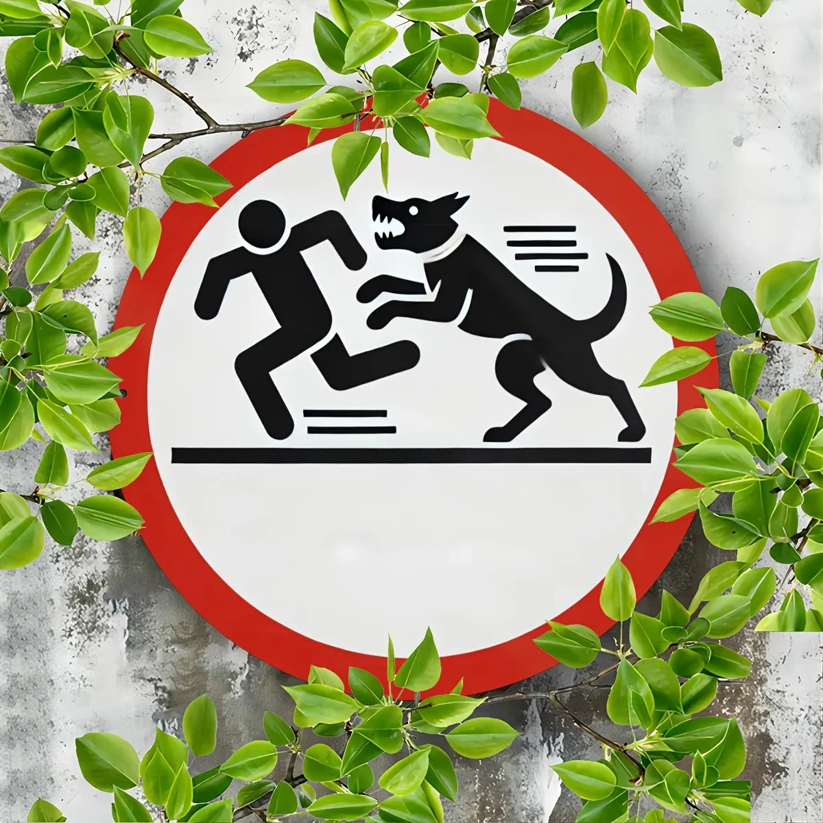Round Dog Warning Sign – Waterproof & Durable Wall Decor