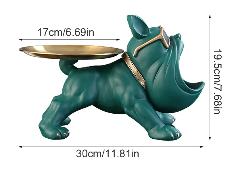 30cm Bulldog Figurine Storage Box – Resin Dog Sculpture for Home Decor