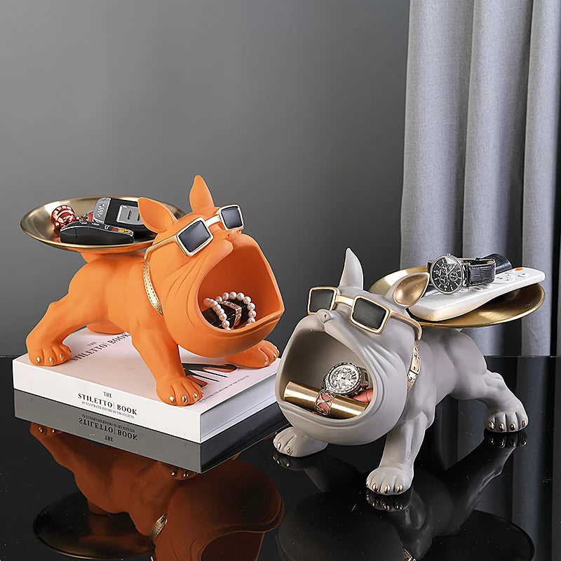 30cm Bulldog Figurine Storage Box – Resin Dog Sculpture for Home Decor