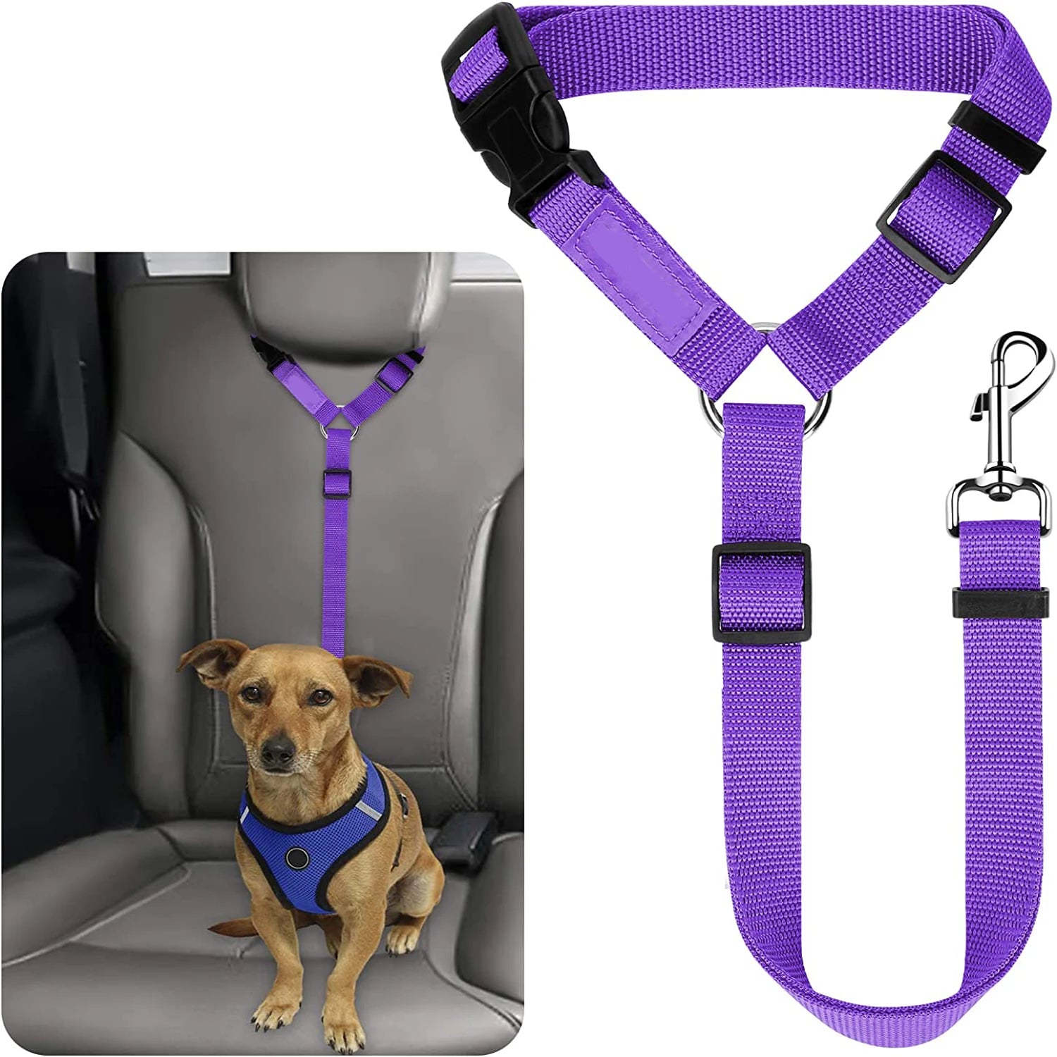 Adjustable Pet Car Seat Belt – Headrest Restraint for Dogs & Cats