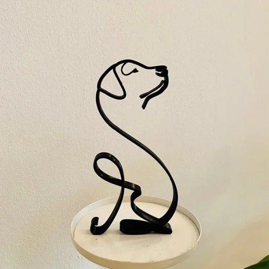 Metal Dog Sculpture – Minimalist Iron Figurine for Home & Office Decor