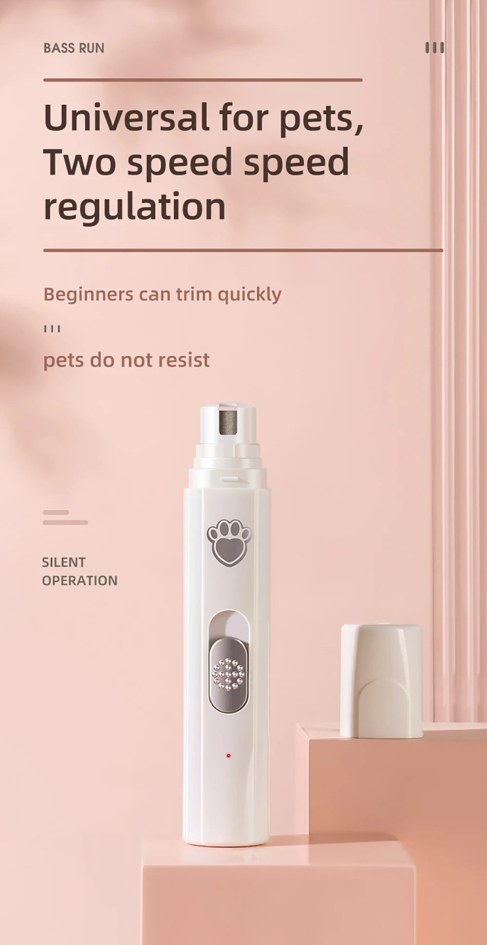 USB Electric Pet Nail Grinder with LED – Cat & Dog Nail Trimmer