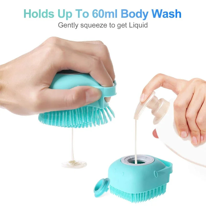 Pet Shampoo Brush – 80ml Silicone Grooming Scrubber for Dogs & Cats