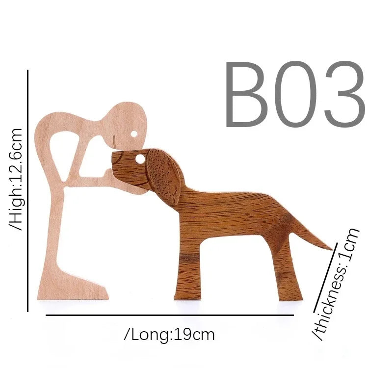 Family Puppy Wood Dog Figurine – Valentine’s & Christmas Gift Decor