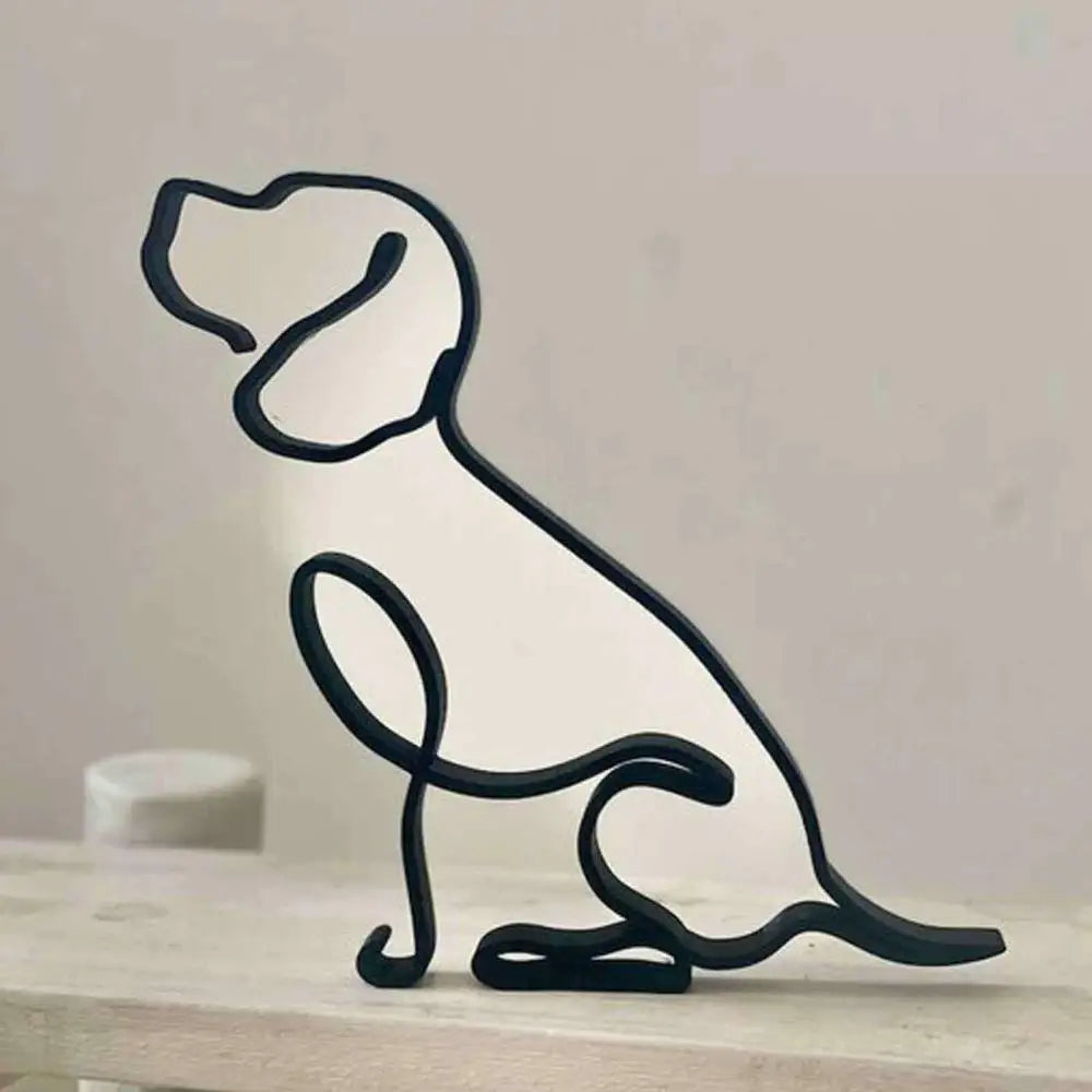 Metal Dog Sculpture – Minimalist Iron Figurine for Home & Office Decor