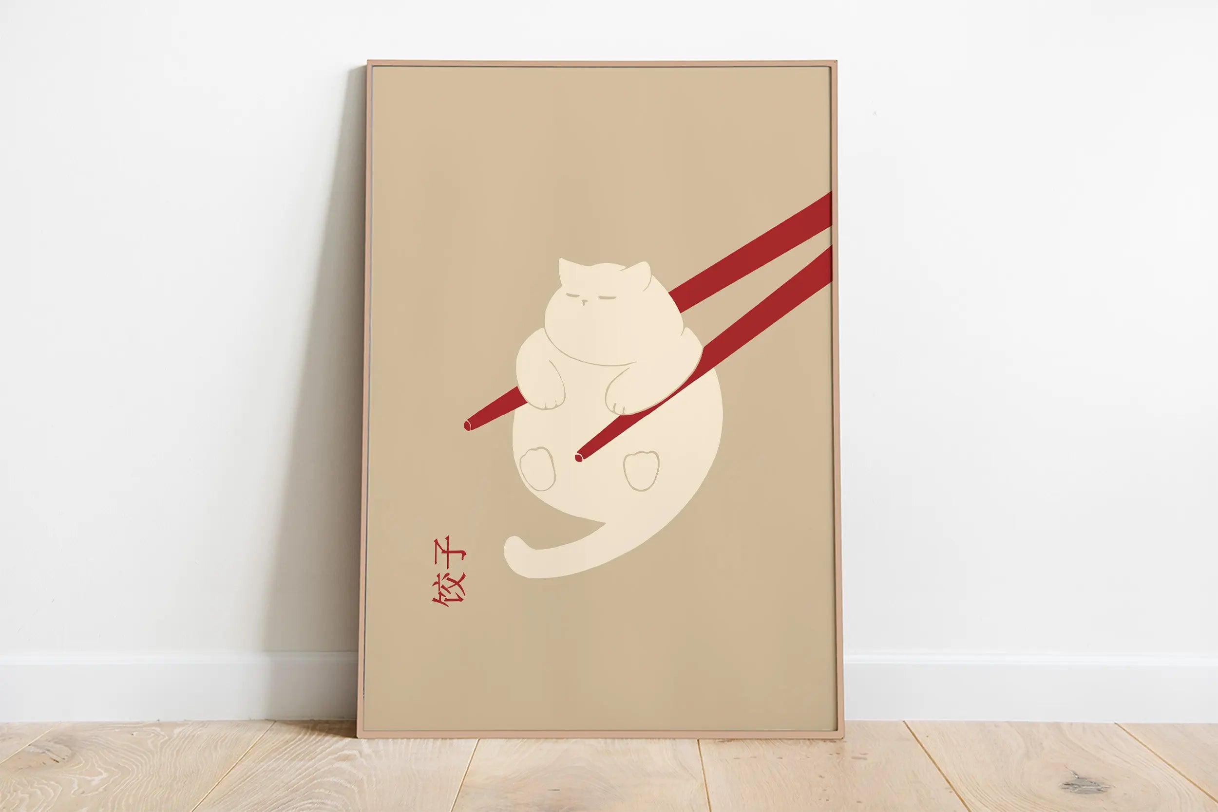 Minimalist Sleepy Kitties Wall Art – Cute Cat Illustration Canvas