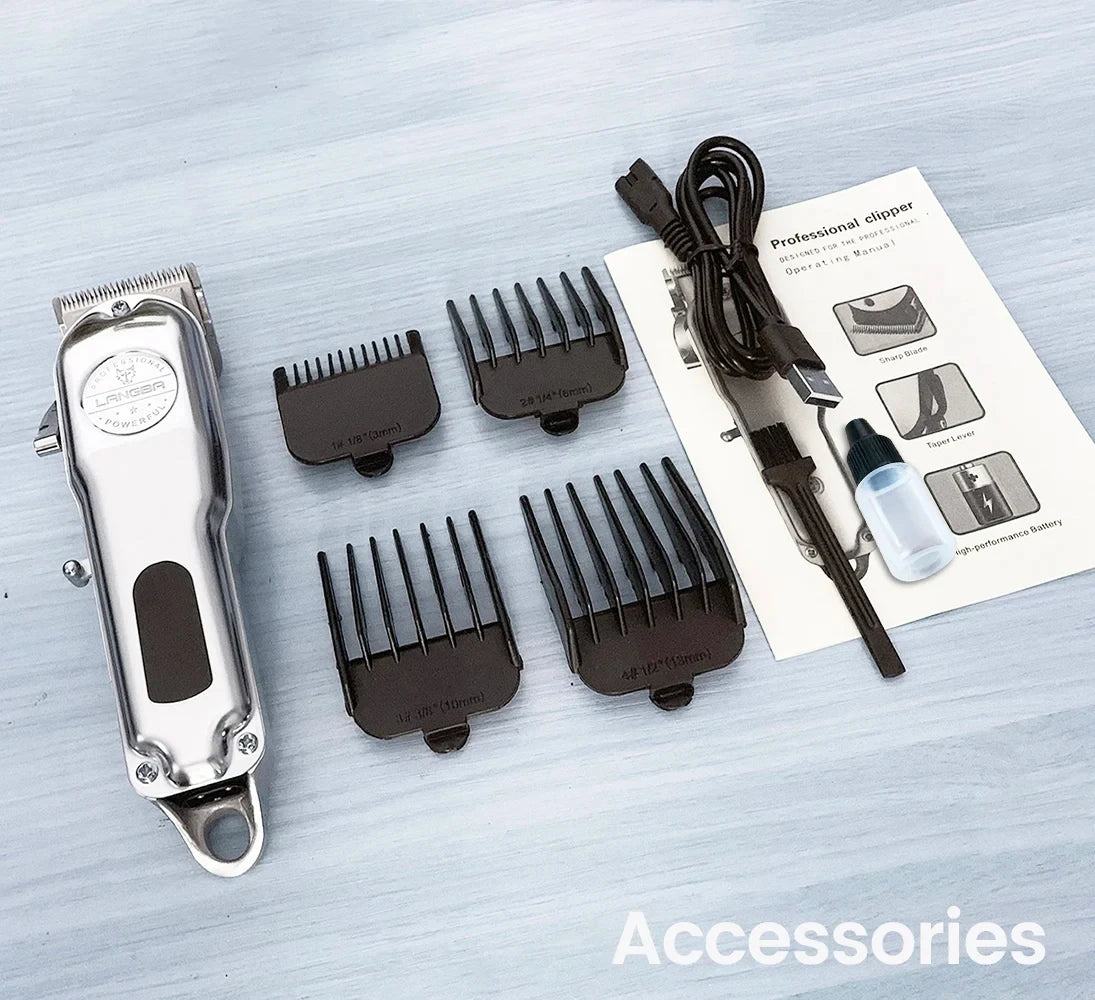 Professional All-Metal Pet Hair Clipper – Rechargeable Low-Noise Dog & Cat Grooming Trimmer