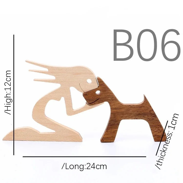 Family Puppy Wood Dog Figurine – Valentine’s & Christmas Gift Decor