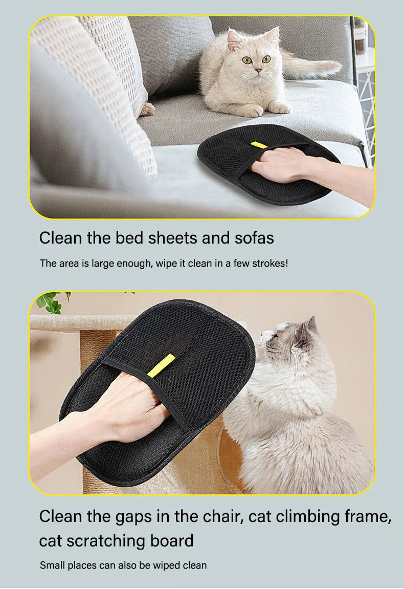 Pet Grooming Glove Brush – Hair Remover & Static Dedusting Tool for Pets and Furniture