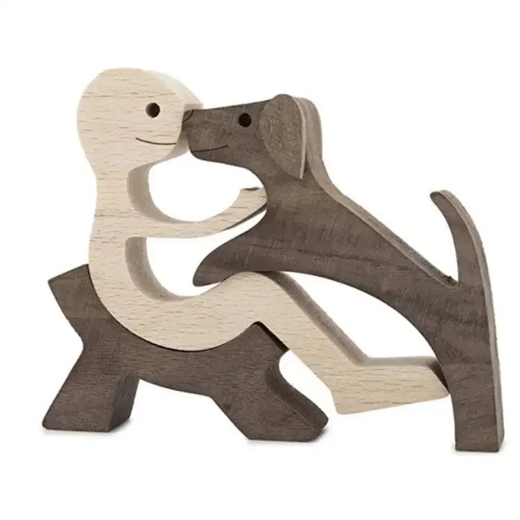 Family Puppy Wood Dog Figurine – Valentine’s & Christmas Gift Decor