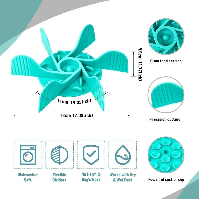 Slow Feeder Pet Bowl with Suction Cup – Anti-Choking Dog Food Bowl