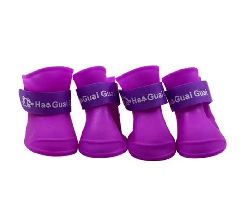 4pcs Waterproof Pet Rain Boots – Anti-Slip Rubber Shoes for Small Dogs & Cats