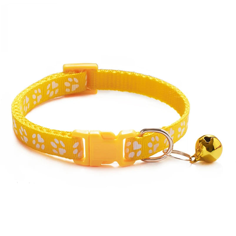 Multi-Color Cat Collar with Bell and Dog Print – Adjustable Rope Necklace