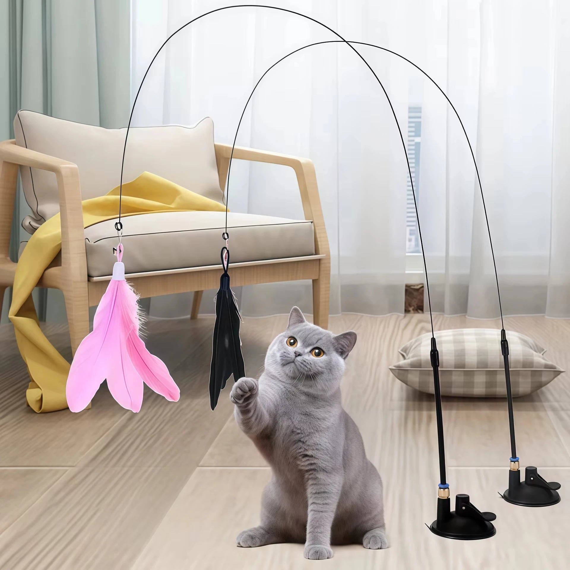 Rainbow Cat Teaser Wand – Interactive Toy for Kittens & Cats