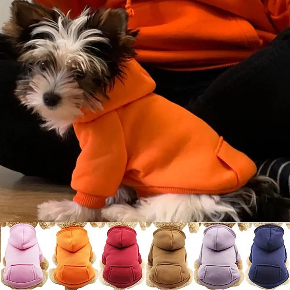 Hooded Pet Sweatshirt – Two-Legged Autumn/Winter Outfit for Cats & Small Dogs
