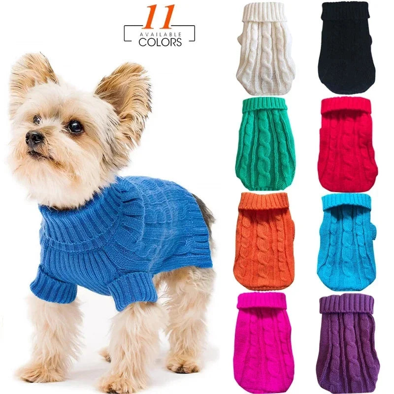 Knitted Dog Sweater – Warm Winter Pet Clothes for Small & Medium Dogs