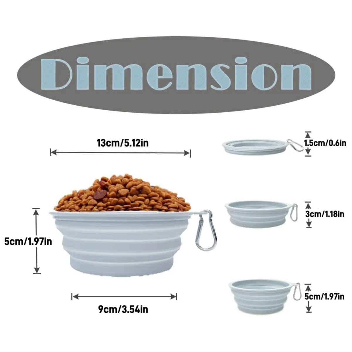 2pcs Collapsible Silicone Pet Bowls with Carabiner – Portable Dog Food & Water Bowls