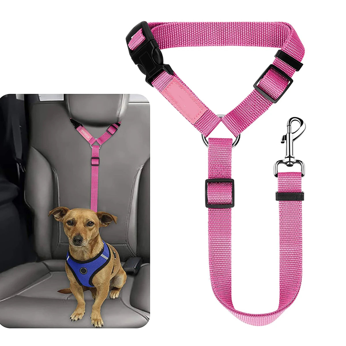 Adjustable Pet Car Seat Belt – Headrest Restraint for Dogs & Cats