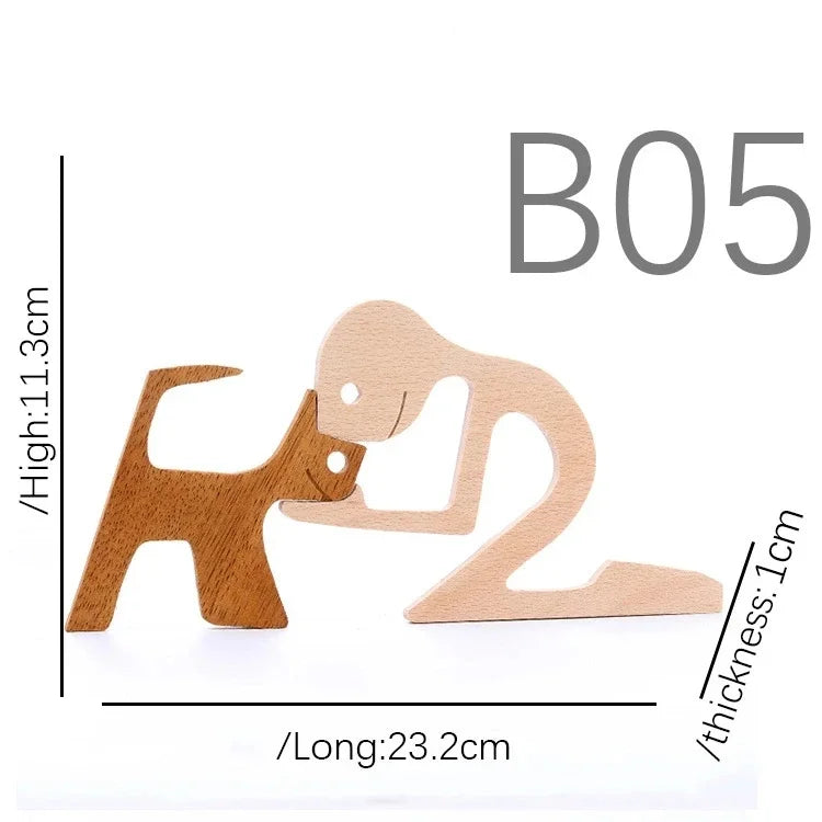 Family Puppy Wood Dog Figurine – Valentine’s & Christmas Gift Decor