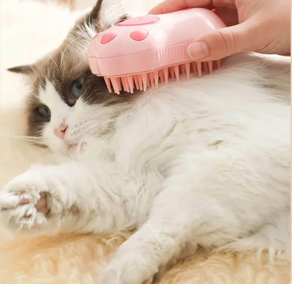 3-in-1 Electric Pet Steam Brush – Grooming, Massage & Hair Removal for Cats & Dogs