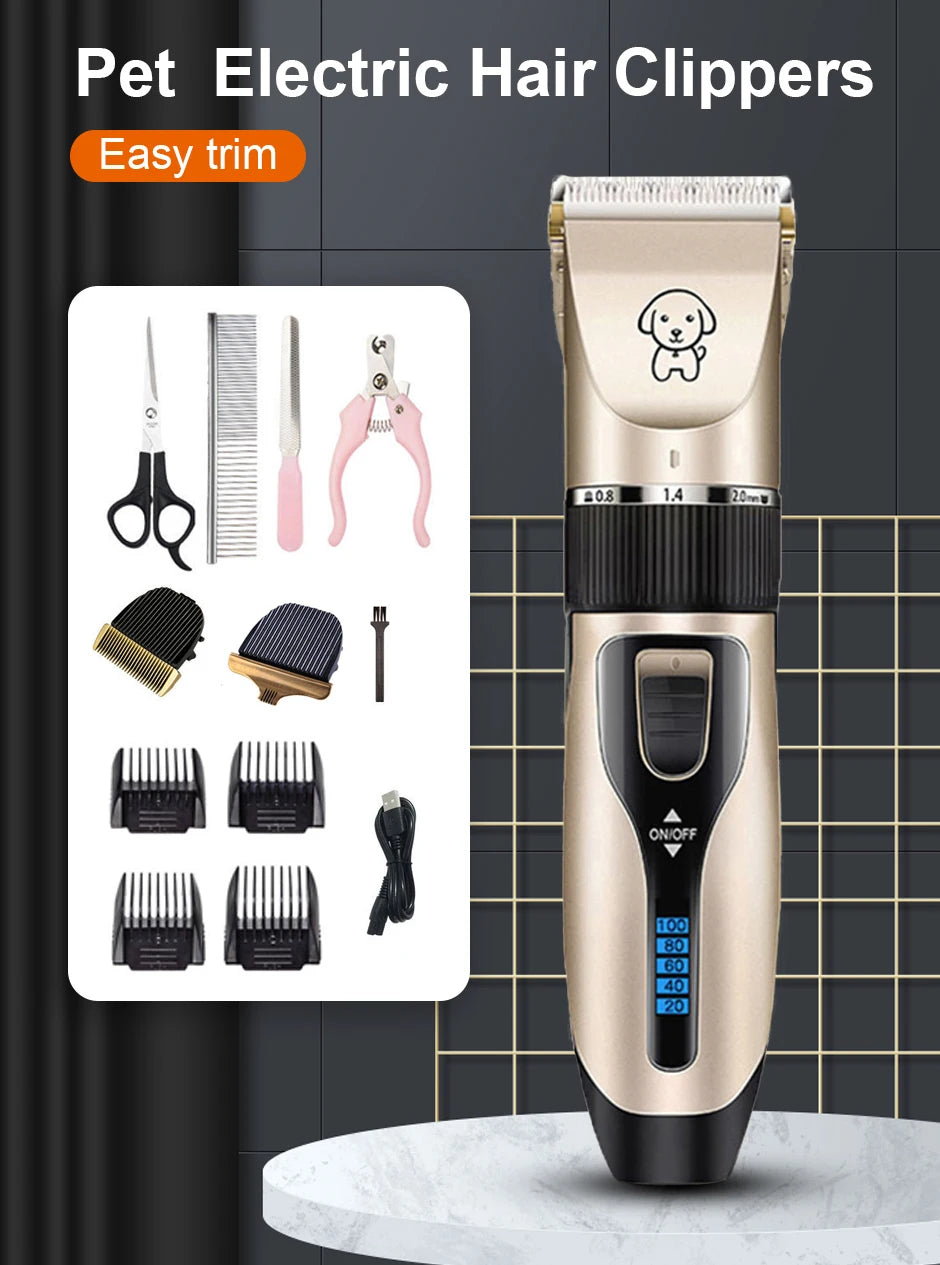 Professional All-Metal Pet Hair Clipper – Rechargeable Low-Noise Dog & Cat Grooming Trimmer
