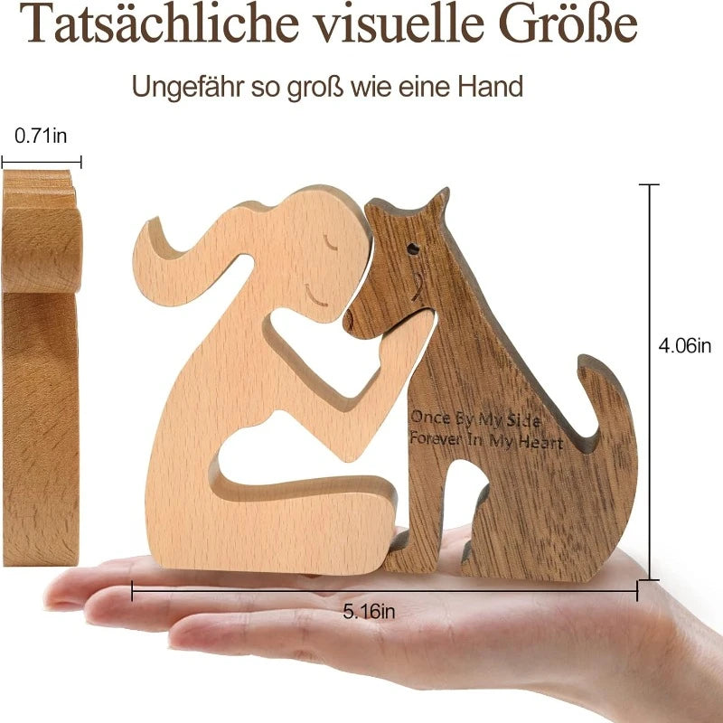 Family Puppy Wood Dog Figurine – Valentine’s & Christmas Gift Decor