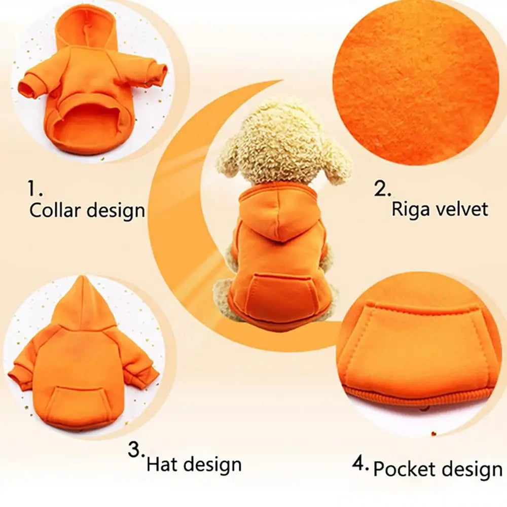 Hooded Pet Sweatshirt – Two-Legged Autumn/Winter Outfit for Cats & Small Dogs
